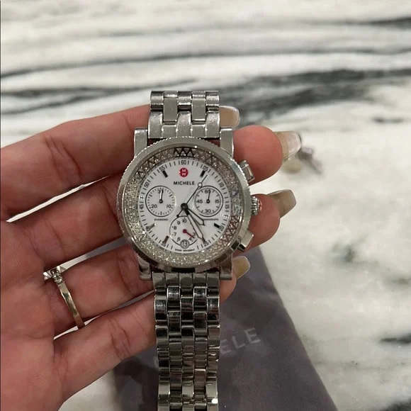 Michele Silver and White Elegant Watch - Picture 1 of 7